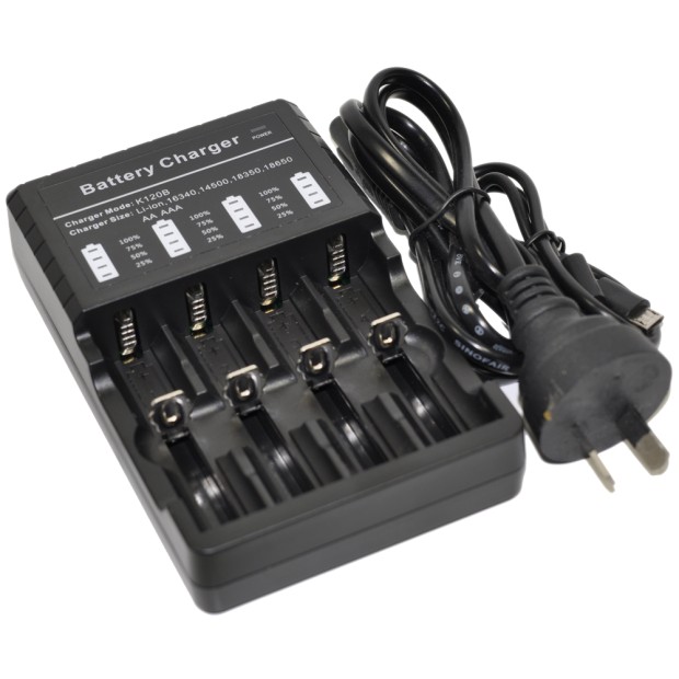 2x 16340 Battery+Charger Top Button Li-ion Rechargeable 3.7V 2x 16340 Battery+Charger Top Button Li-ion Rechargeable 3.7V